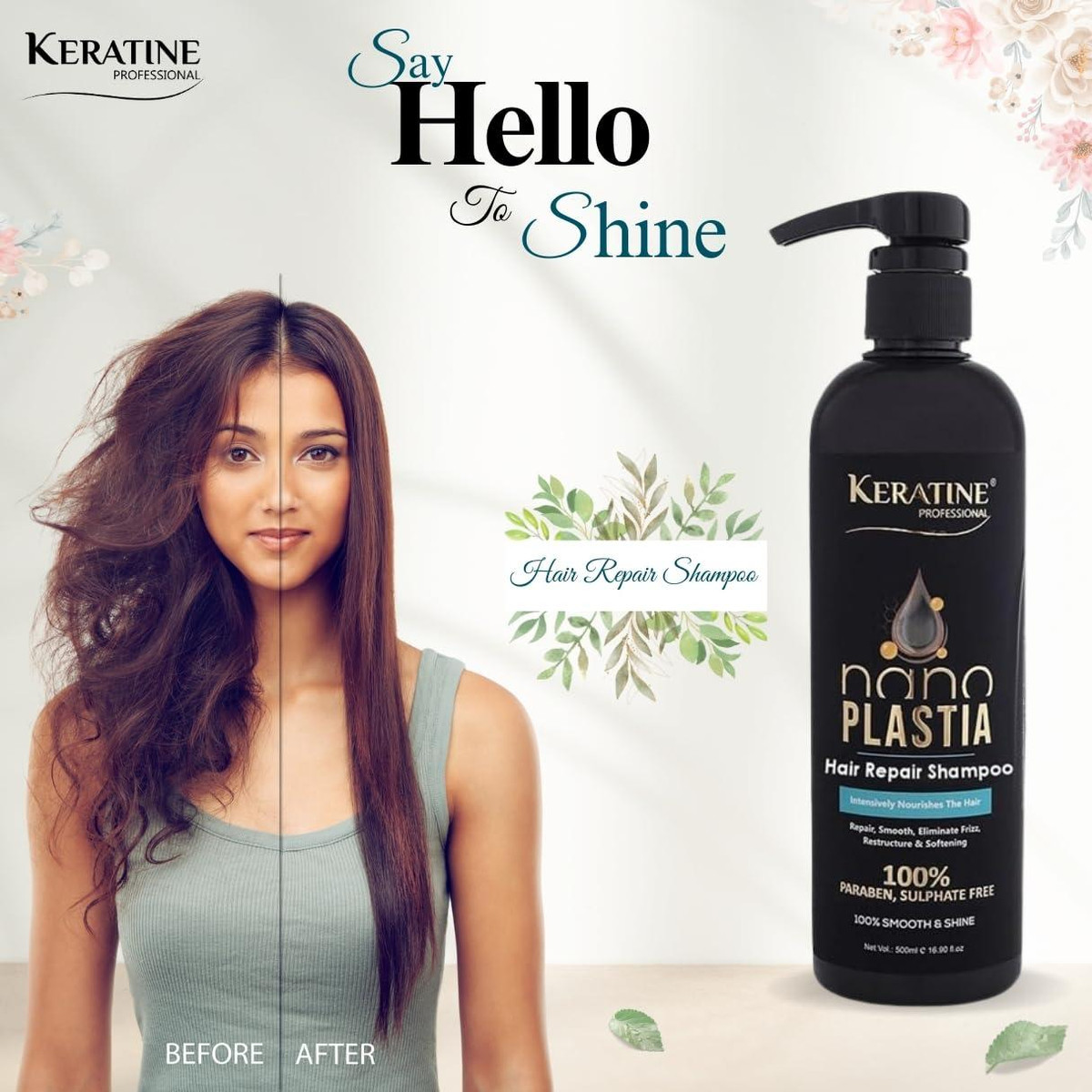 KERATINE PROFESSIONAL® NANO PLASTIA HAIR REPAIR SHAMPOO & MASK COMBO 500 ML