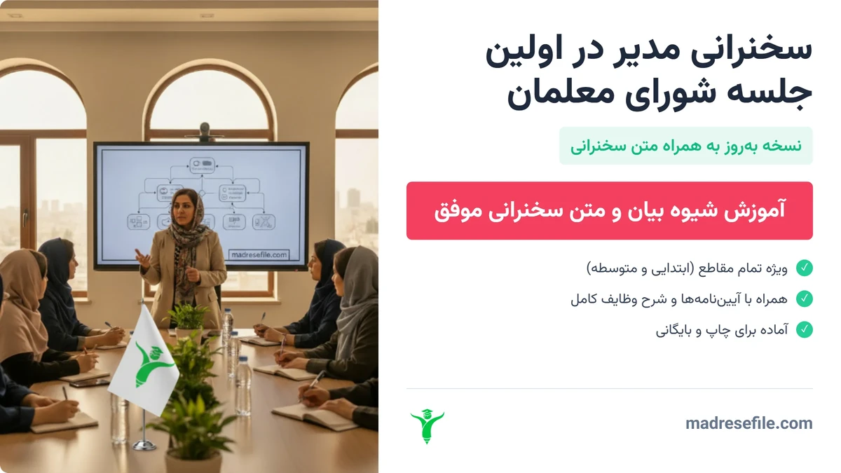 سخنرانی مدیر مدرسه در اولین جلسه شورای معلمان، مدیریت مشارکتی