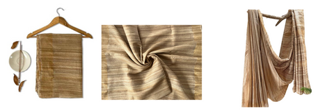 TUSSER GHEECHA 1" STRIPE SILK ZARI SAREE (RAW SILK)