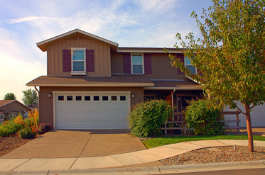A garage door that affects property value.
