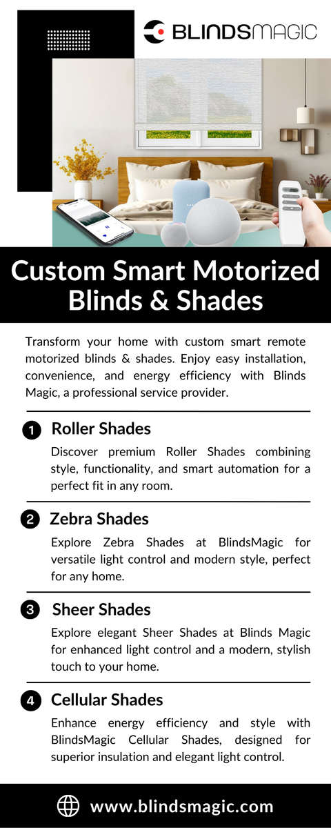 Custom Smart Remote Motorized Window Blinds & Shades