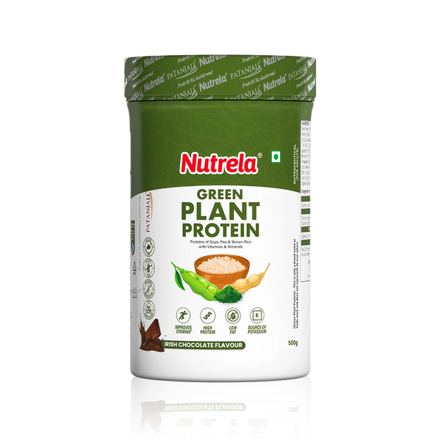 Patanjali Nutrela Green Plant Protein | Swadeshi Plant Based Protein for Daily Strength & Stamina | Chocolate 500g
