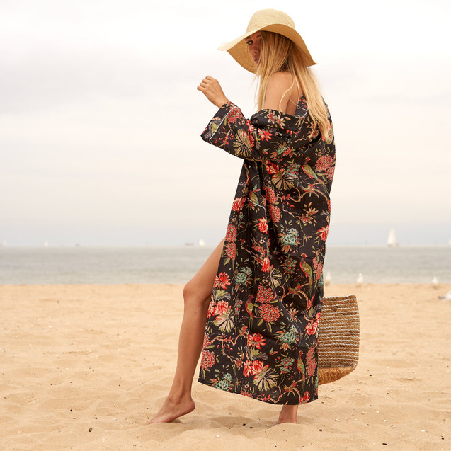 'Midnight Florals' 100% Cotton Kimono