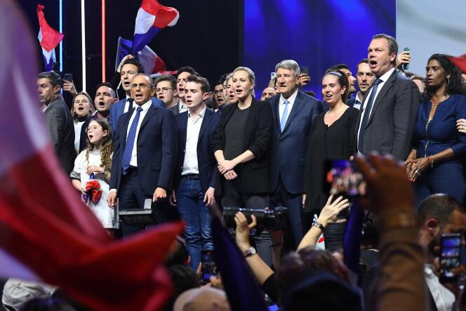 Lors d’un meeting d’Eric Zemmour durant la campagne présidentielle, au Palais des sports de Paris, le 7 avril 2022.