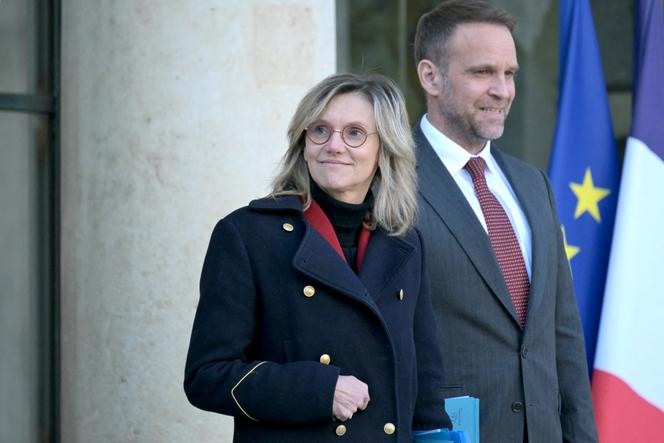 La ministre de la transition écologique, Agnès Pannier-Runacher, et Marc Ferracci, le ministre de l’industrie et de l’énergie, à l’Elysée, le 3 janvier 2025.