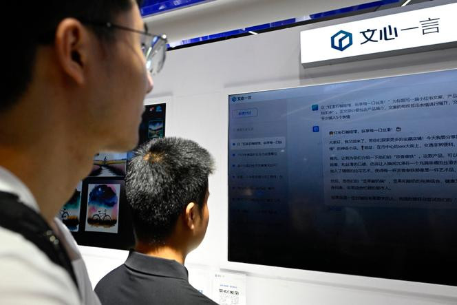 Lors de la conférence mondiale de l’intelligence artificielle, à Shanghaï, en Chine, le 6 juillet 2023.