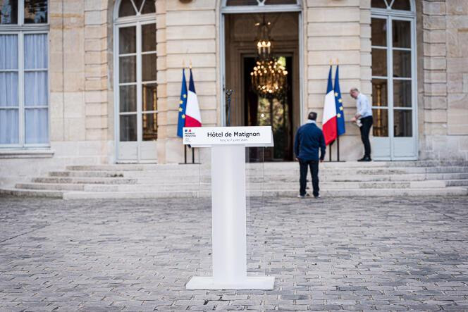 A Matignon, à Paris, le 7 juillet 2024.