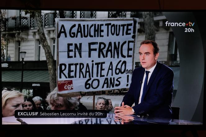 Le premier ministre, Sébastien Lecornu, sur le plateau du « 20 heures » de France 2, à Paris, le 8 octobre 2025.