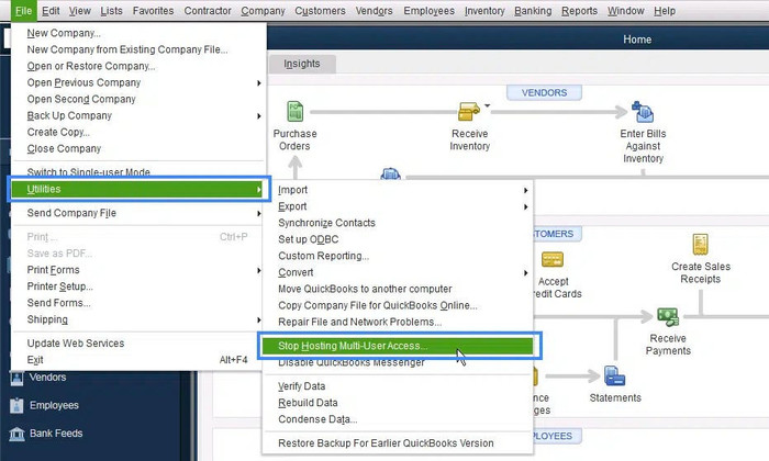 Go to File, then to Utilities