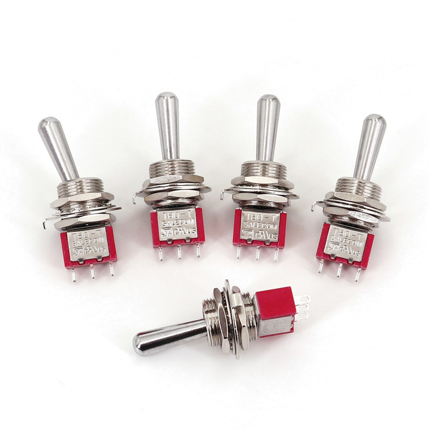 Toggle Switch 1PCS SH T8013-LKBQ Locking Lever 3Pin 2Position ON-ON SPDT Rocker Switch T8013 6mm 3A/250VAC Self Locking T80-T Sp3t Toggle Switch
