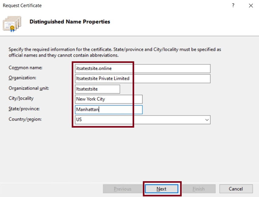 Propriedades de nome distinto