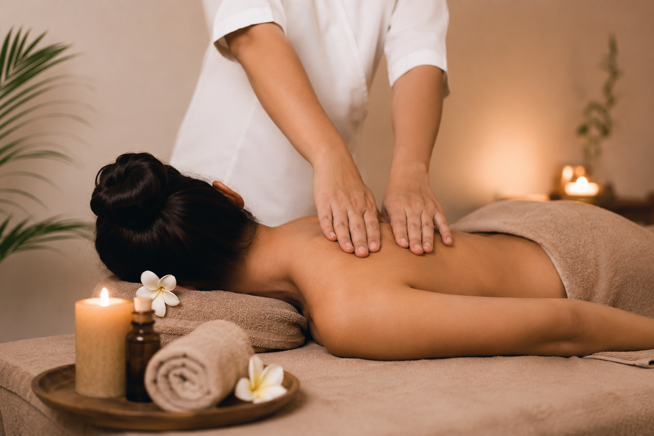 Relaxing massage therapy in serene ambiance