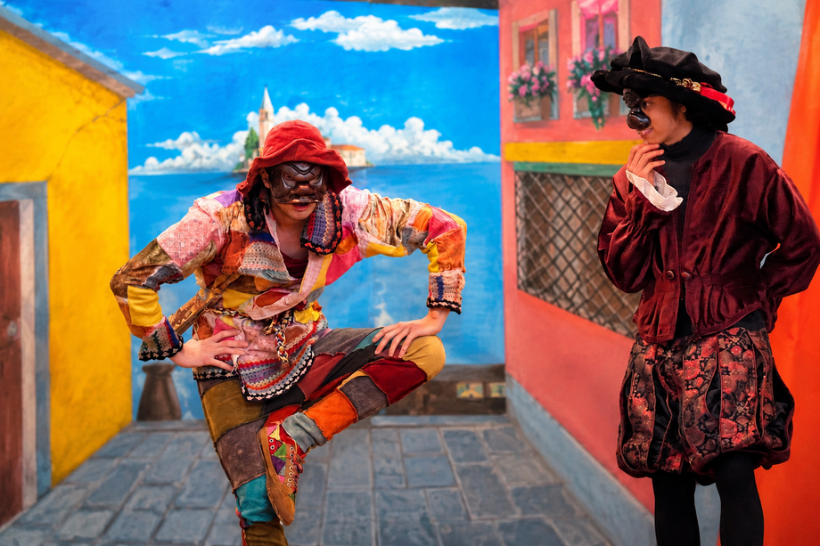 Commedia dell'arte performance on stage