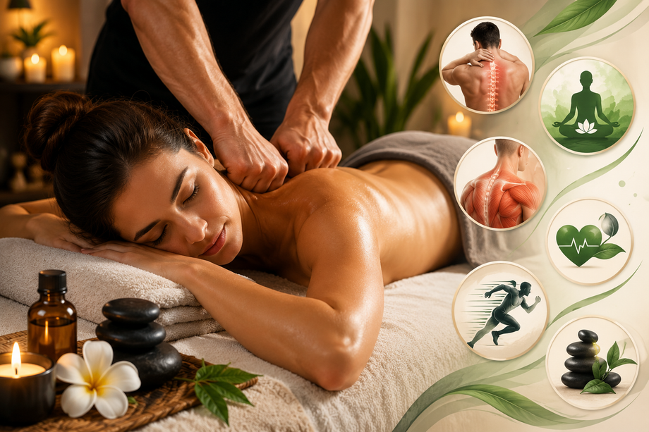 Relaxing massage therapy in peaceful spa