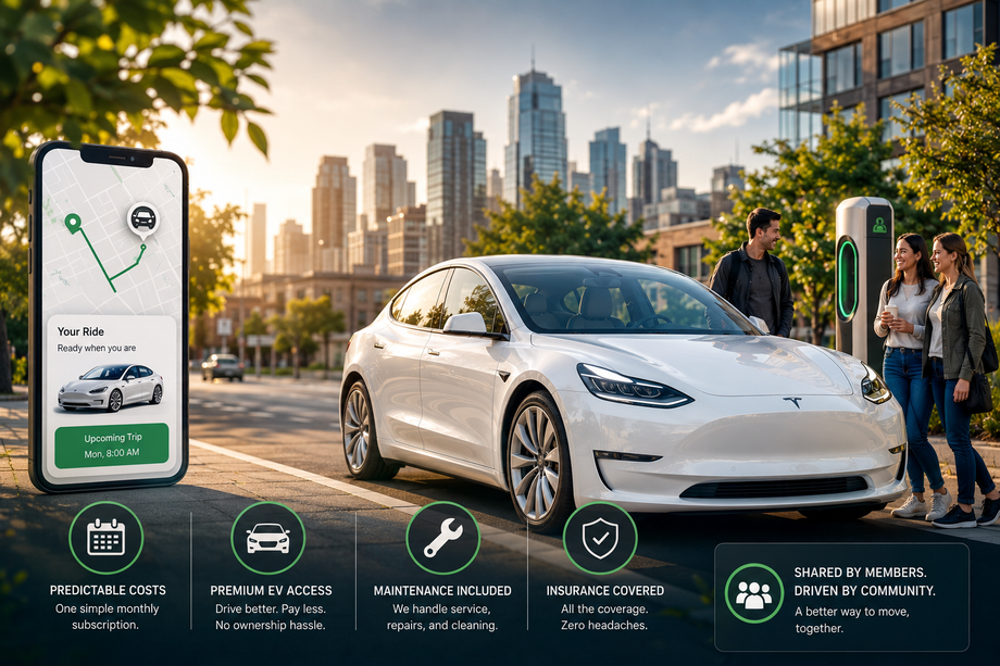 EV sharing at golden hour in the city