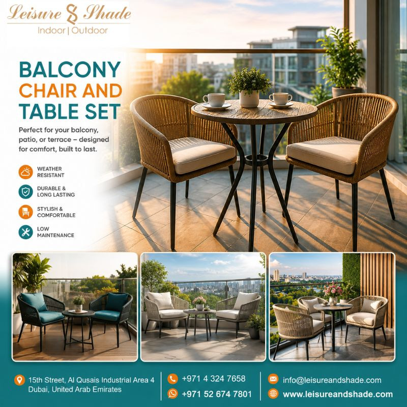 Premium Balcony Chair and Table Set in Dubai | Leisure and Shade