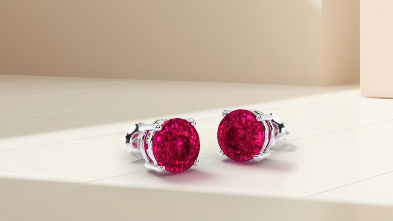 round-shaped pink tourmaline stud earrings