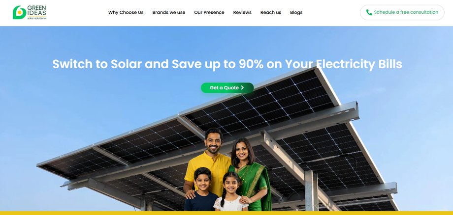 Green Ideas Desktop View - Solar Energy SEO Project