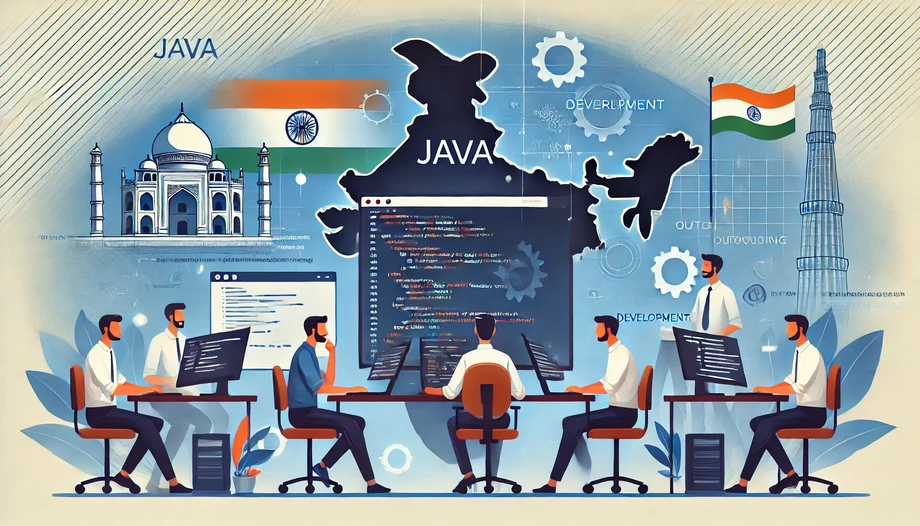 dalle20250226132849aprofessionalandmoderndigitalillustrationrepresentingjavadevelopmentandoutsourcinginindiatheimagefeaturesateamofdevelopersworking.webp