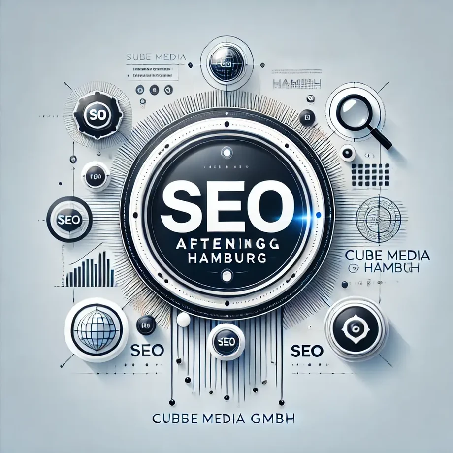 dalle20250313120935aprofessionaldigitalgraphicdesignfeaturingthetextseoagenturhamburginboldmoderntypographybelowitthecompanynamecubemediagmbh.webp