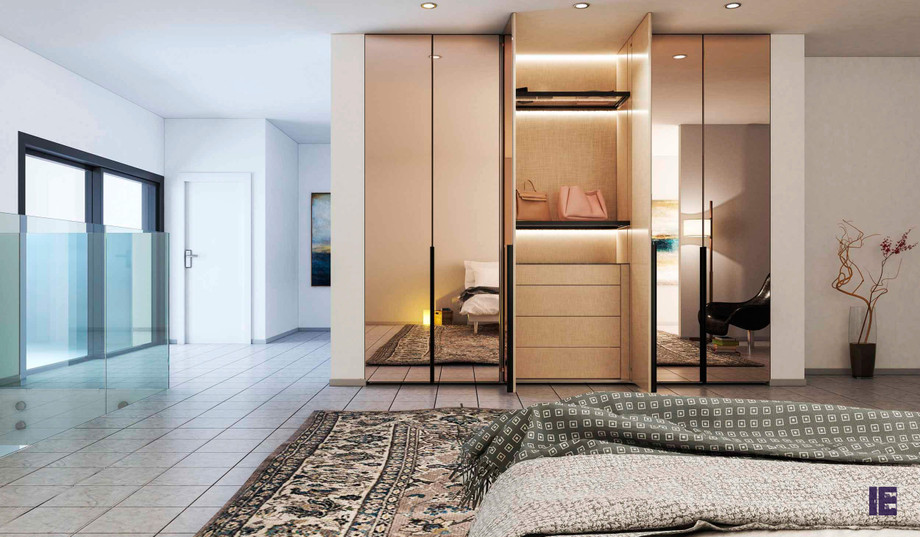 Fitted Hinged Wardrobe With Bronze Mirror