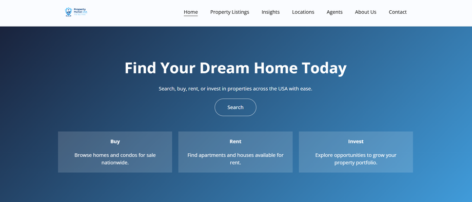 Property Market USA Desktop View - Real Estate SEO Project